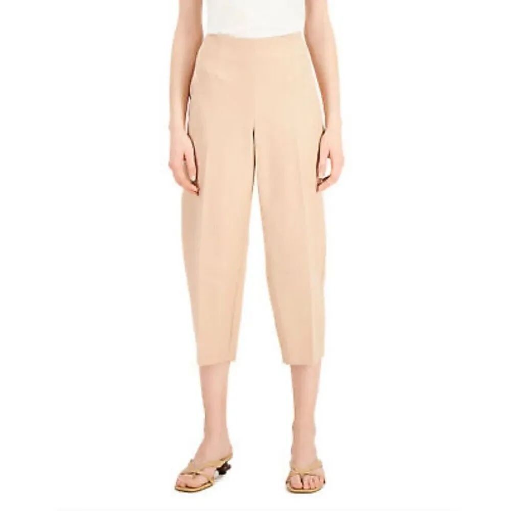 Alfani Womens Cropped Pants 6 Fresh Clay Straight Leg Side Zip Flat Front